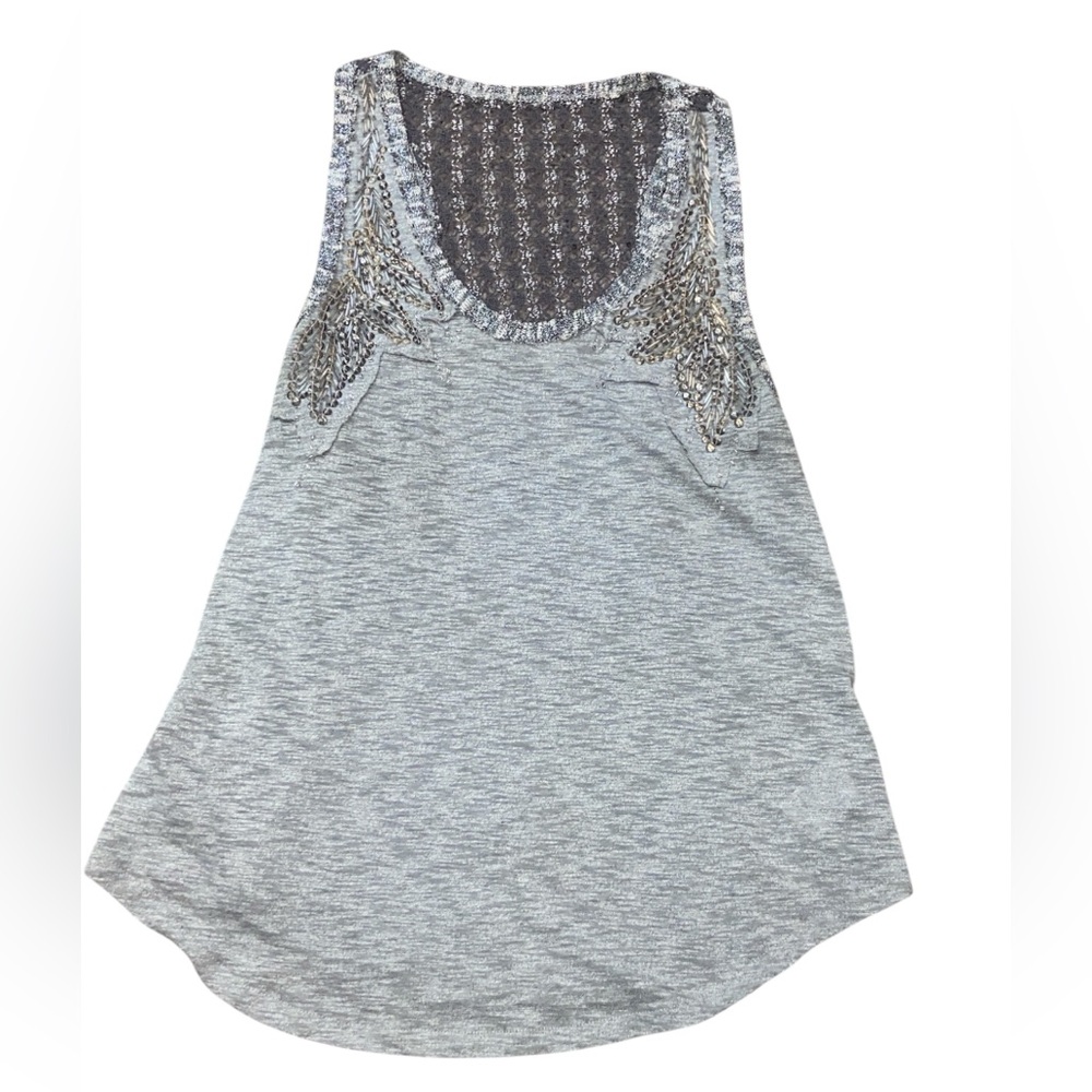 Miss Me Beaded Gray Tank Size Medium